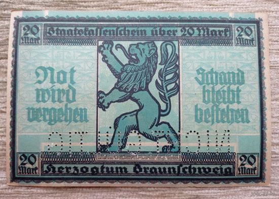 Werty71 Германия 20 марок 1918 банкнота БРАУНШВЕЙГ
