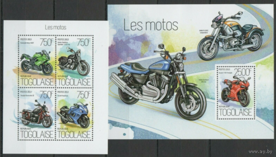 2013 Того Транспорт Мотоциклы BL+KB   MNH