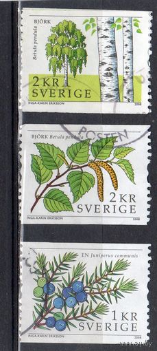 Швеция.  Mi:SE 2638, 2639, 2640, . Берёза повислая (Betula pendula), Можжевельник обыкновенный (Juniperus communis) . 2008.