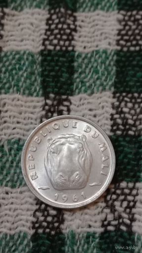 Мали 5 франков 1961 бегемот