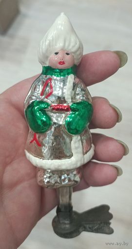 Елочные игрушки, стекло,Филиппок, мальчик в больших руковицах