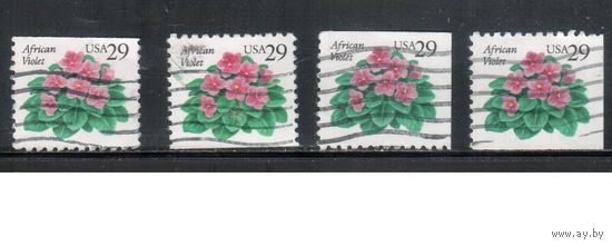 США-1993, (Мих.2404 D+Е), гаш., Стандарт, Флора, Цветы , (одиночка), 4 зубцовки(1)