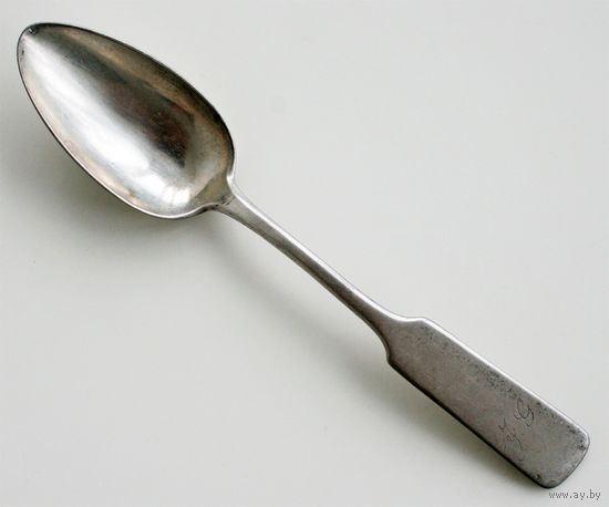 Ложка столовая с монограммой JG, серебро 84 пробы. Минск, 1890 г.