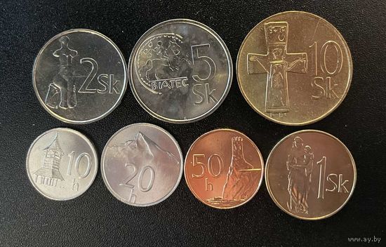 Словакия Набор 7 монет UNC