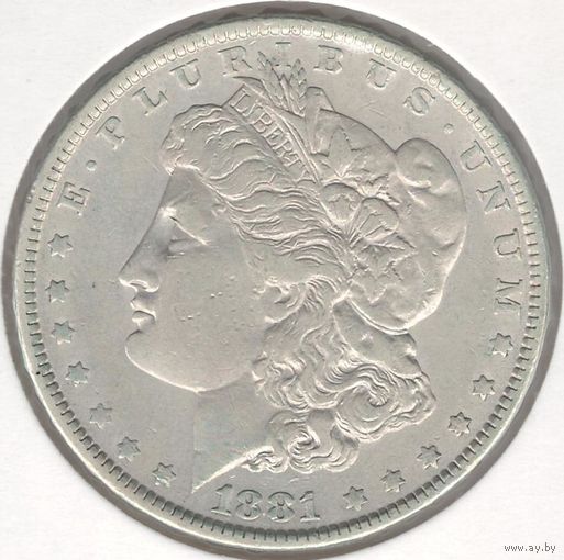 США 1 доллар 1881 года. Морган. Без знака монетного двора. Серебро. Состояние aUNC!