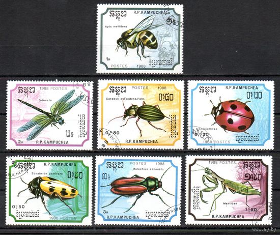 Насекомые Камбоджа 1988 год серия из 7 марок