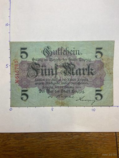 Германия нотгельд 5 марок 1918 г.- Лейпциг - 2001