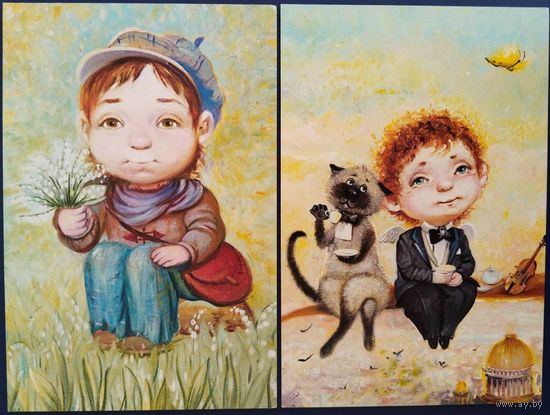 Две детские,сюжетные открытки. К.Ольховская. Россия. 2015 г.