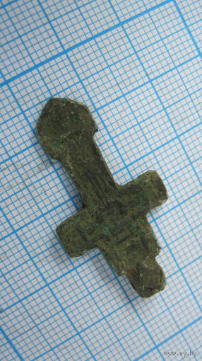 Крестик старинный, нательный. Бронза, литье.