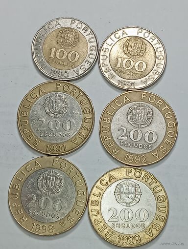 Португалия  100 эскудо 1990 , 1991   года , 200 эскудо 1991 , 1992 , 1998 , 1999 года .