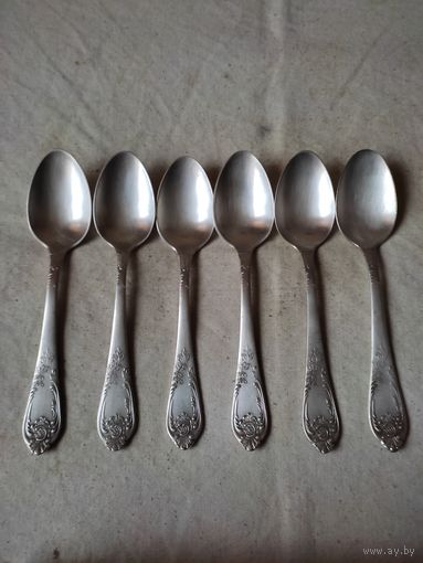 Ложки десертные СССР, мельхиор, комплект 6 шт. См. описание.