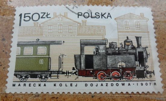 Марка Польши - паровоз 1907 года, из коллекции