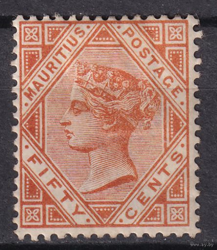 4.BrKM. Великобритания. Колонии. Маврикий. Виктория. Стандарт. 50C. 1887 г. Mi.#70.