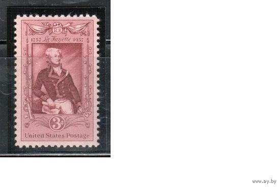 США-1957, (Мих.720),  ** , Лафаетт, Живопись (одиночка)
