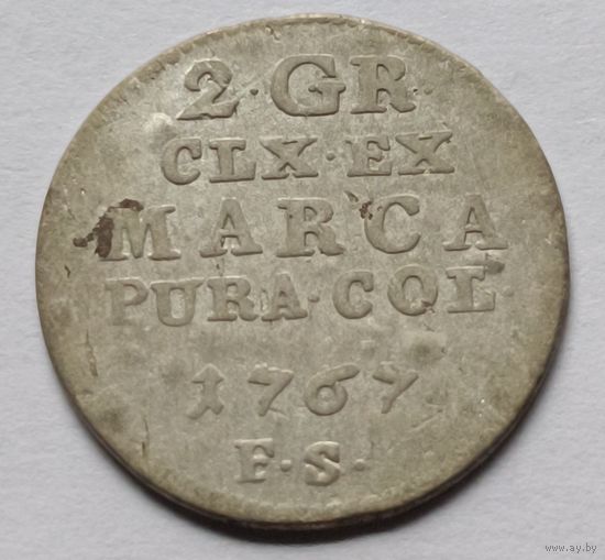 Польша. 2 гроша 1767 года. F.S.