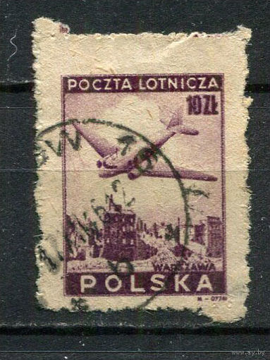 Польша - 1946 - Авиация 10Zt - (есть тонкое место) - [Mi.429] - 1 марка. Гашеная.  (Лот 50HF)-T41P11