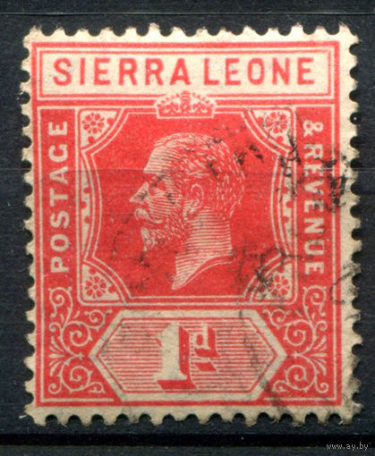 Британские колонии - Сьерра-Леоне - 1912г. - король Георг V, 1 P - 1 марка - гашёная [Mi 82]. #4-B5-118-A-1