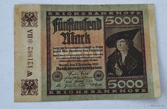 1922 год Германия 5000 марок