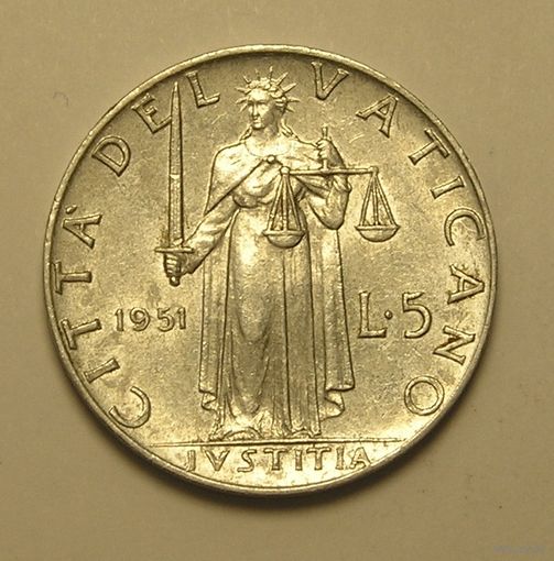 Ватикан, 5 Лир 1951