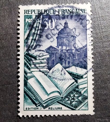 Марка Франция 1954 год Книги и переплетное дело