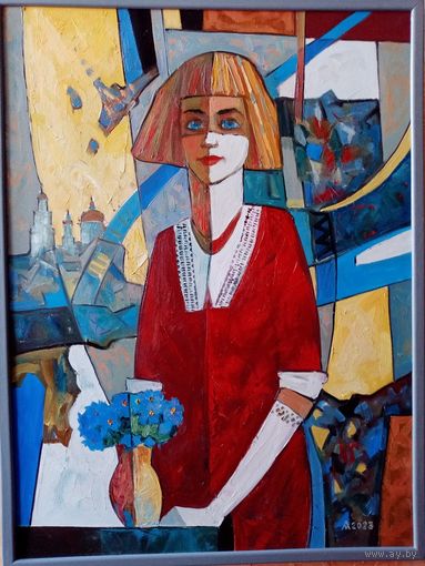 Левкович М. "Сiнявокая", х.м. 80х60см 2023г.