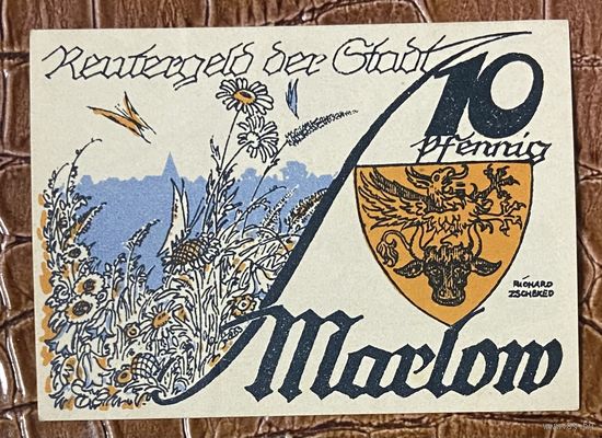 Нотгельд 10 пфеннигов 1922 год. Марлов,. Веймарская республика