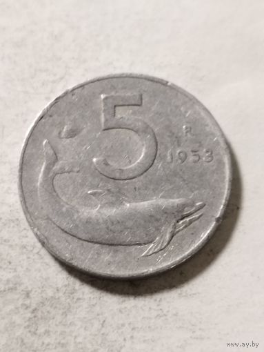Италия 5 лир 1953