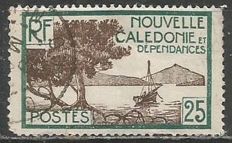 Новая Каледония. Бухта. Горный пейзаж. 1928г. Mi#143.