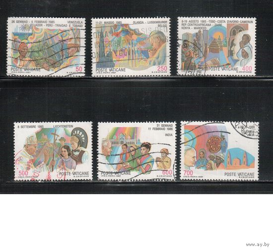 Ватикан-1987,(Мих.926-931)  гаш. , Религия, Визиты  Папы Иоанна Павла II