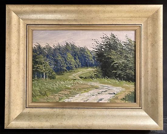 Шкарубо В.Ф "Летний ветер", 2009г. Картон, масло. Размер 24х34 см.. с родной рамой 42х32 см.