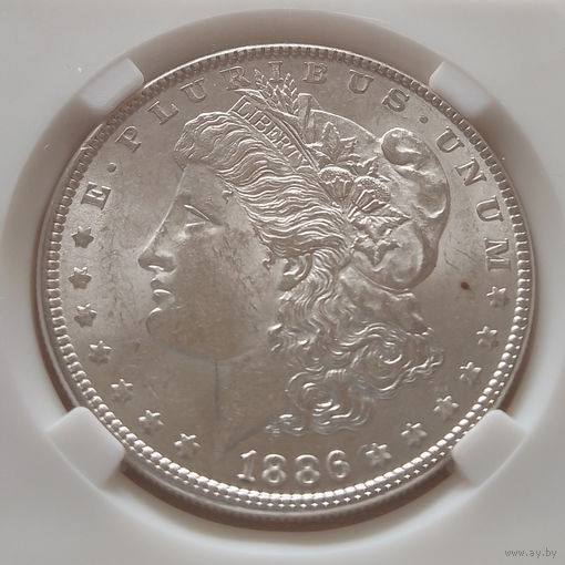 США. 1 доллар Моргана 1886 года. DNC MS-62. Превосходное состояние!