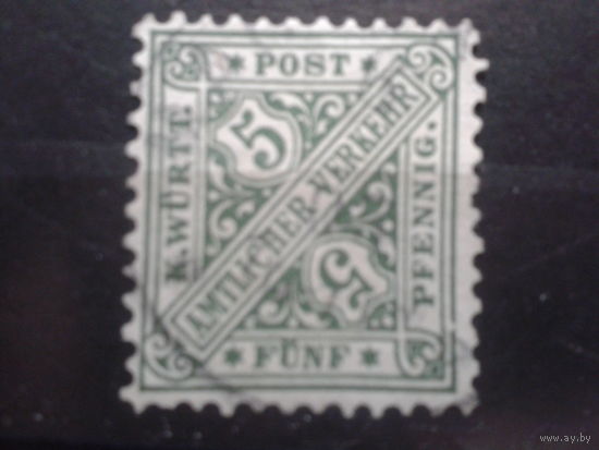 Вюртемберг 1881 служебная марка 5пф