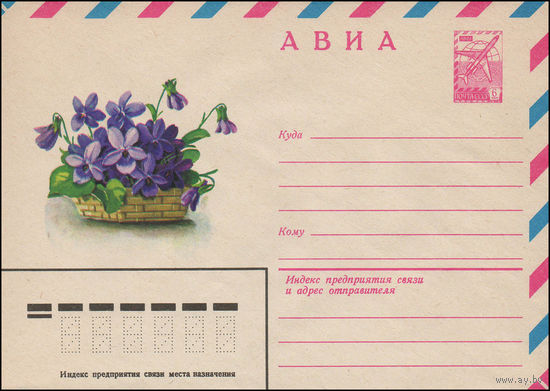 Художественный маркированный конверт СССР N 13419 (03.04.1979) АВИА  [Фиалка (Виола)]