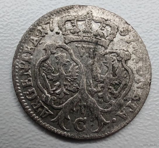 6 грошей 1757 Пруссия, остатки шб