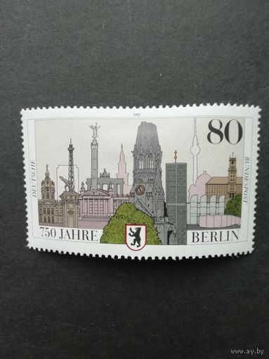 ФРГ 1987 Марка "750 лет Берлину" (чистая* с наклейкой) Mi.1306 каталог 2.60 евро