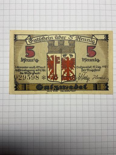 5 пфенигов (нотгельды) г. Германия.-2012