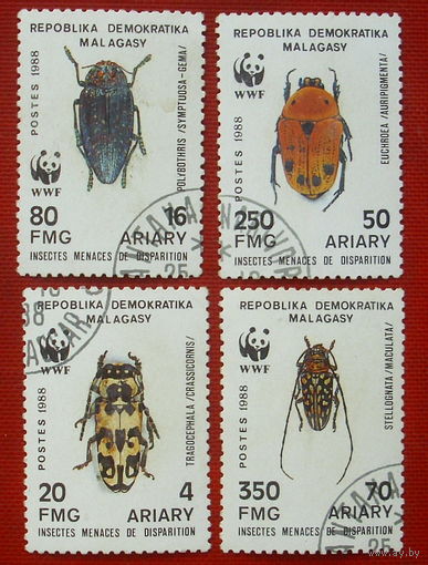 Мадагаскар. Жуки. ( 4 марки ) 1988 года. 8-2.
