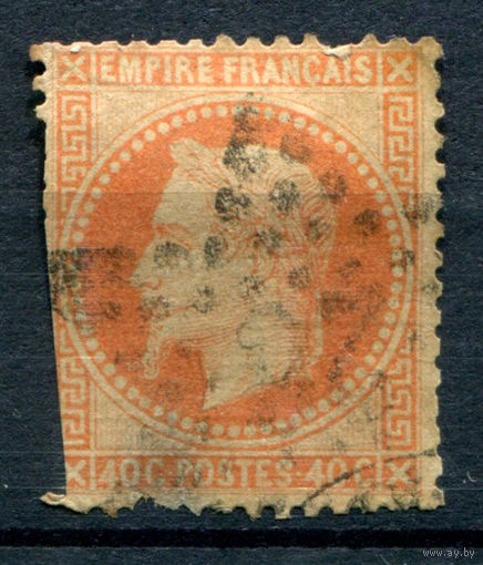 Франция (Империя) - 1862/70г. - император Наполеон III, 40 с - 1 марка - гашёная, есть небольшое утончение [Mi 30]. #1-Fr-3-A-1