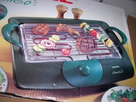 Гриль Tefal электрический, Франция. Отличный гриль, можно готовить и в квартире. Отлично получается и мясо, и овощи, и рыба. Пользовались раз пять. Пользуемся редко, так как переехали за город и ест г