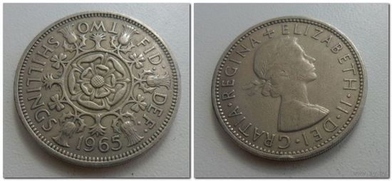 2 шиллинга Великобритания 1965 год, KM# 906 FLORIN (Two Shillings), из мешка