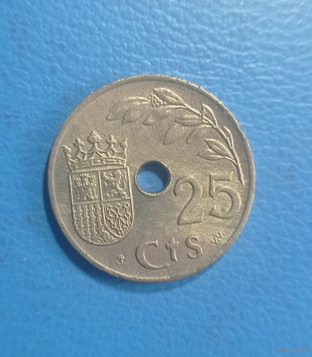 Испания 25 сентимос 1937 год состояние