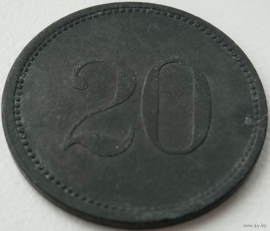 Кригсгельд. Гунценхаузен. Бавария. 20 пфеннигов. Без даты.