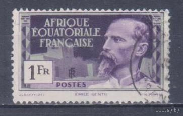 [129] Французские колонии. Французская Экваториальная Африка 1937. Первопроходец. Гашеная марка.