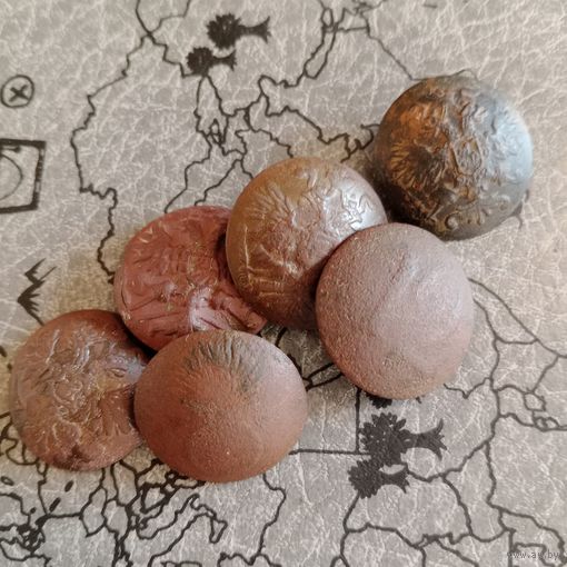 Лот пуговиц РИ орлянки 6 шт разные