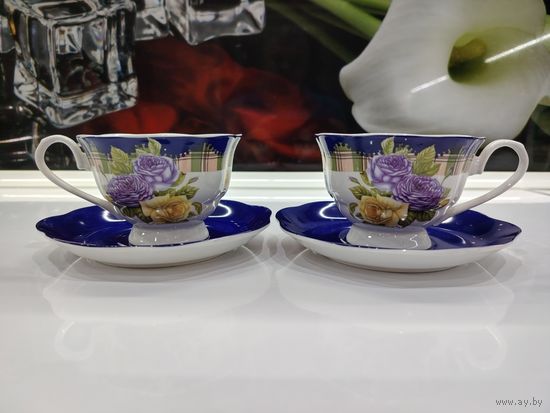 С 1 рубля!!! Сервиз чайный Глазурованное покрытие, на 2 персоны.