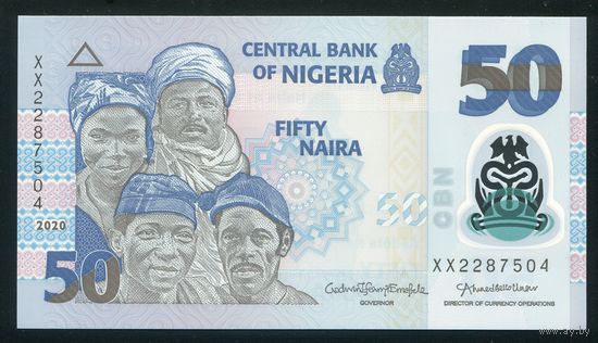 Нигерия 50 найра 2020 г. P40j. Серия XX. Полимер. UNC