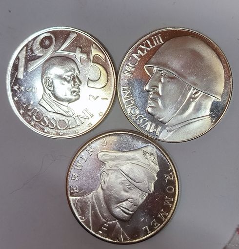 3 копии редких итальянских монет и медали в пруфе
