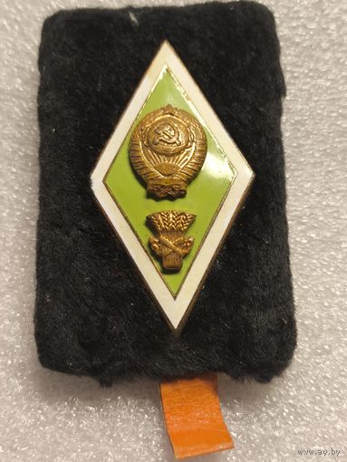 Ромб. Знак об окончании сельскохозяйственной академии  СССР (БГСХА),  тяжёлый.