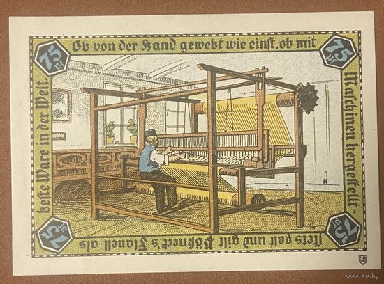 Нотгельд 75 пфеннигов 1921 год. Пёснек. Веймарская республика