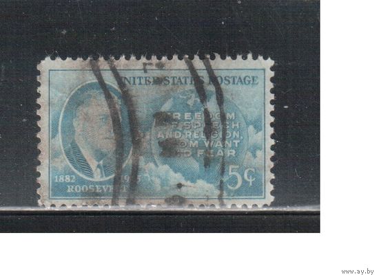 США-1945, (Мих.537 ), гаш.   , Личности , Президент, Рузвельт(5)